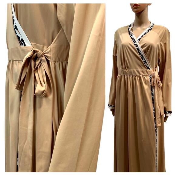 Vintage 70s Vanity Fair Leopard Trim Robe | Dressing Gown House Coat | S/M - Picture 6 of 10